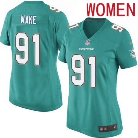 Women Miami Dolphins #91 Cameron Wake Nike Green Game NFL Jersey->women nfl jersey->Women Jersey